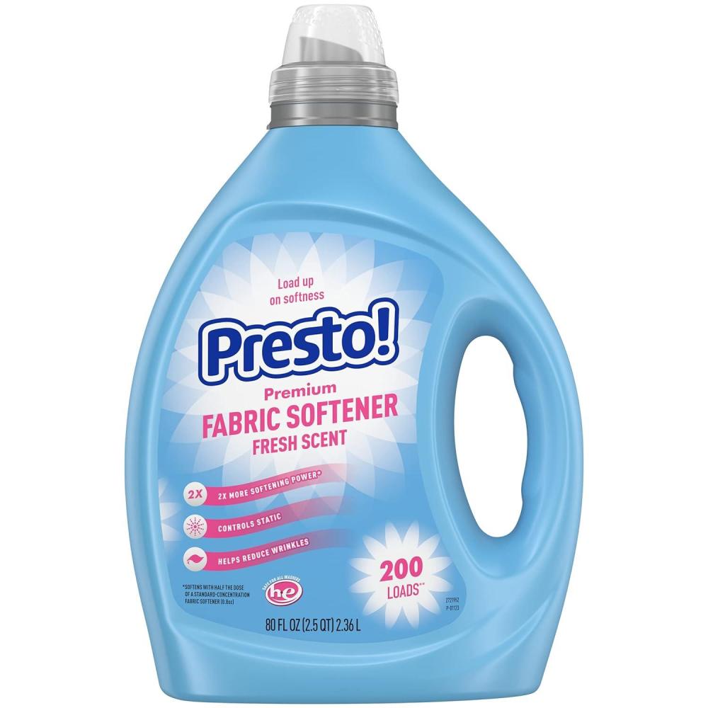 image:imageAmazon Brand  Presto Concentrated Fabric Softener Fresh Scent Reduces Static and Wrinkles 200 Loads 80 fl oz