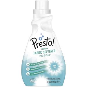 Amazon Brand – Presto ! Concentrated Fabric Softener, Free & Clear, Hypoallergenic, Free of Perfumes Clear of Dyes, 125 Loads, 50 fl oz