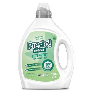 Amazon Brand – Presto! 99% Biobased Concentrated Liquid Laundry Detergent, Fragrance Free, 106 Count, 79.5 fl oz (Pack of 1)